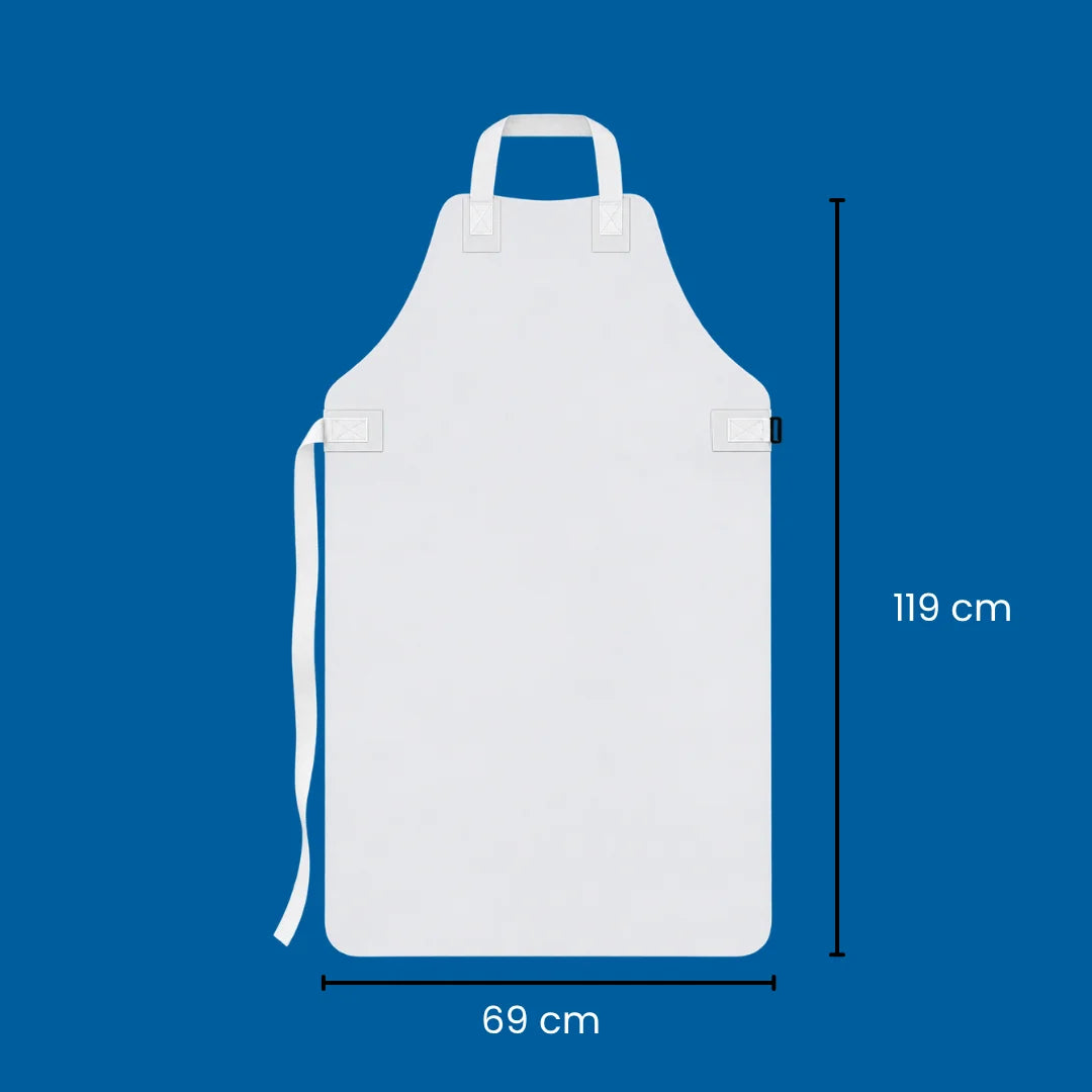 Mandil de lona blanco reforzado 69 x 119 cm.