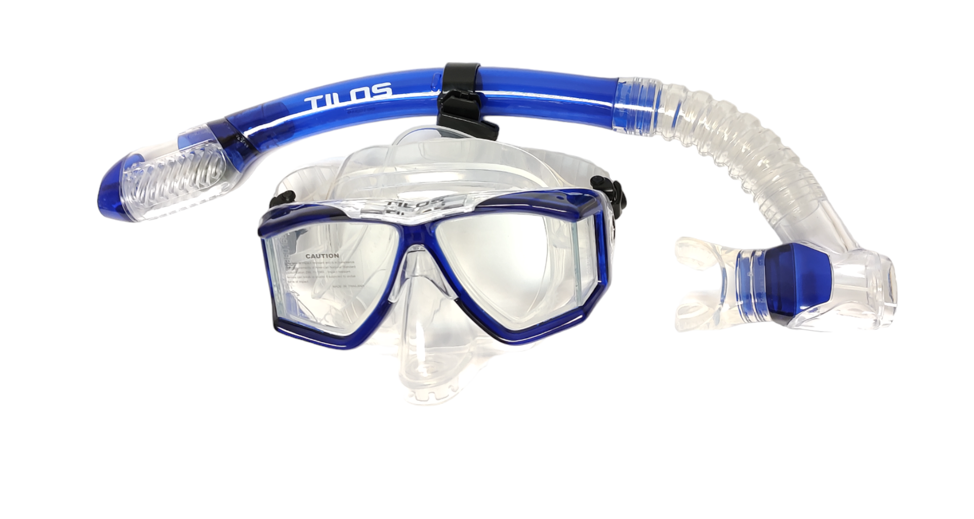 COMBO SNORKEL/VISOR DOS CRISTALES (SET-800BK) (SET-800CL) AZUL/CRISTAL TILOS